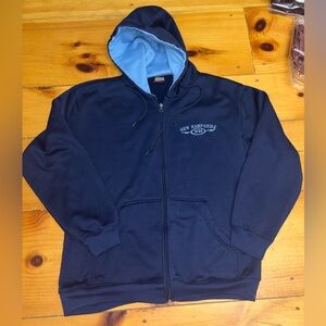 Tipsy New Hampshire Navy Blue Zip Up Hoodie Unisex Large